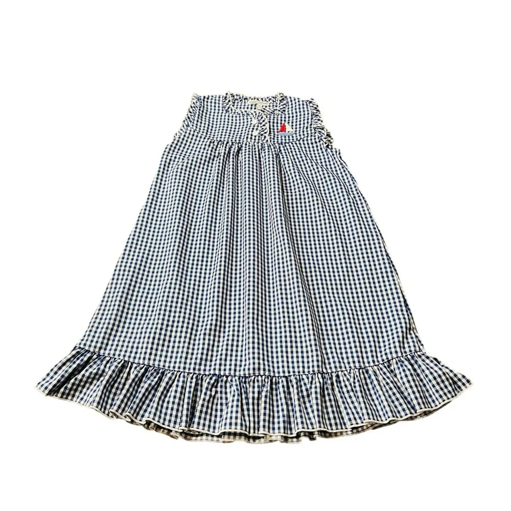 Sweet Dreams Checkered Nightgown - Navy and White Size Girls 8
